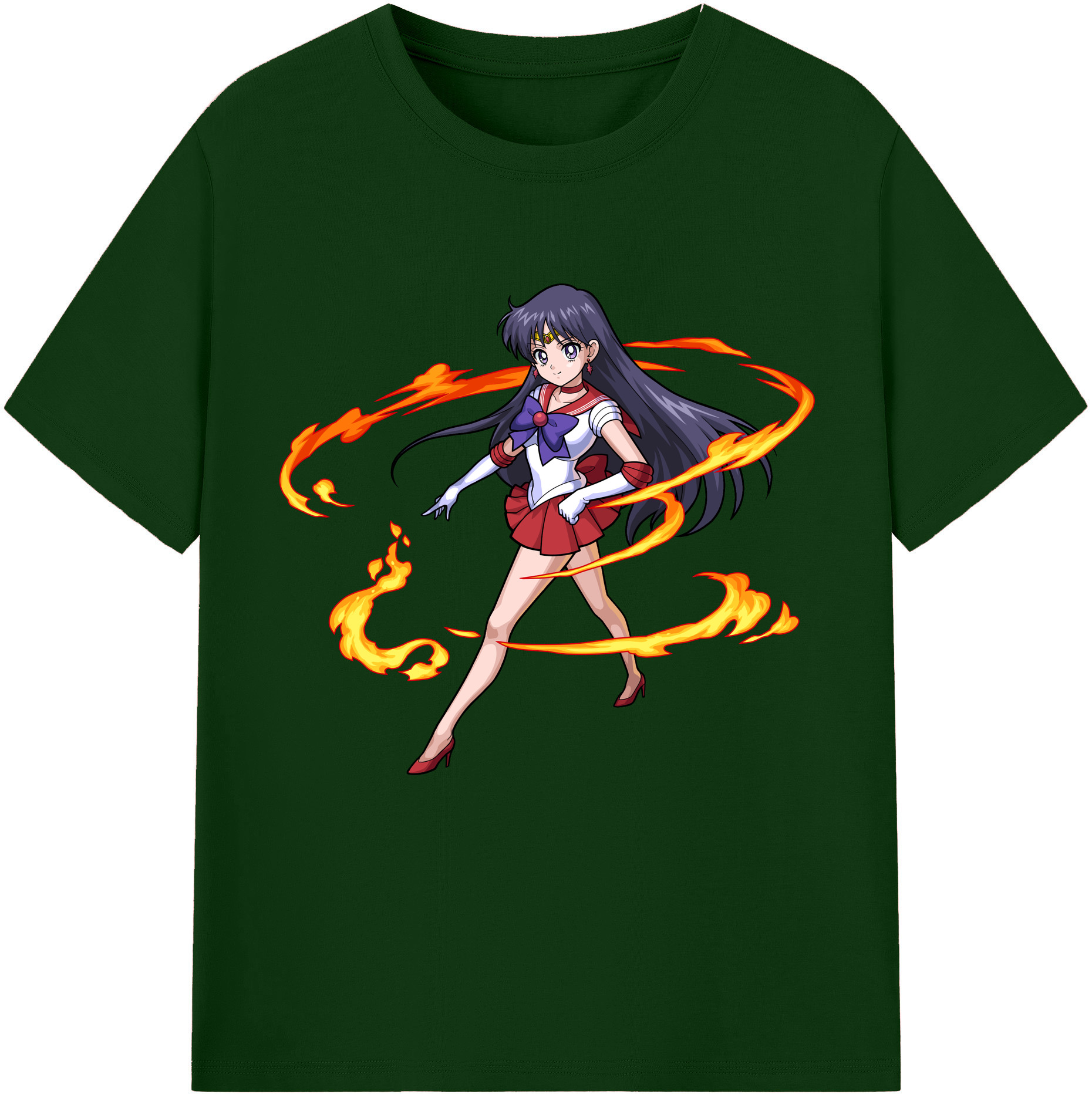 （画像用） 美少女戦士セーラームーン 火野レイ ひの レイ Sailor Moon Hino Rei （セーラーマーズ,Sailor Mars） 綿100％半袖Tシャツ（フロントプリント）